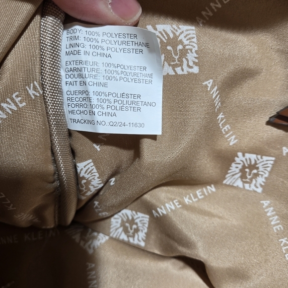 ANNE KLEIN Navy Quilted Weekender Bag Brown Faux Leather Dual Compartment 20x14 - Picture 8 of 13